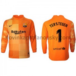FC Barcelona Dres Brankářské Ter Stegen 1 Domácí Fotbalové Dresy pro Muže 2021-2022 Dlouhý Rukáv