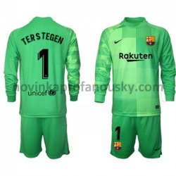 FC Barcelona Dres Brankářské Ter Stegen 1 Alternativní Fotbalové Dresy pro Děti 2021-2022 Dlouhý Rukáv