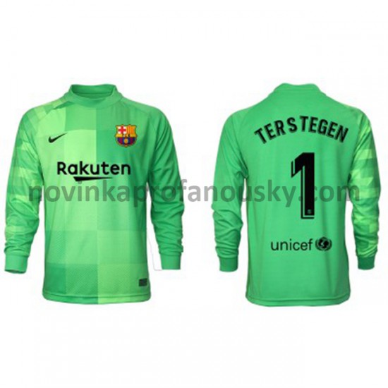 FC Barcelona Dres Brankářské Ter Stegen 1 Alternativní Fotbalové Dresy pro Muže 2021-2022 Dlouhý Rukáv