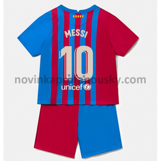 FC Barcelona Dres Lionel Messi 10 Domácí Fotbalové Dresy pro Děti 2021-2022