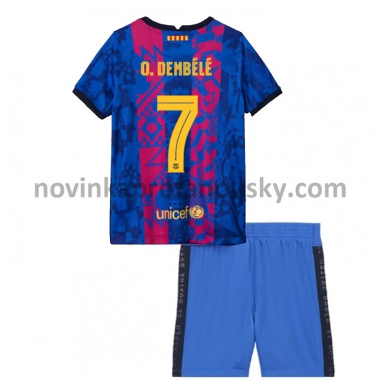 FC Barcelona Dres O. Dembele 7 Alternativní Fotbalové Dresy pro Děti 2021-2022