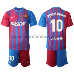 FC Barcelona Dres Ronaldinho 10 Domácí Fotbalové Dresy pro Děti 2021-2022