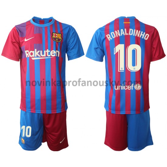 FC Barcelona Dres Ronaldinho 10 Domácí Fotbalové Dresy pro Děti 2021-2022