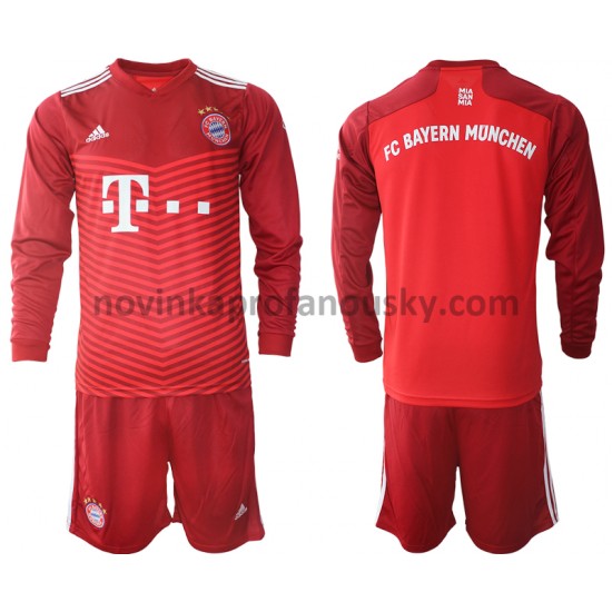 FC Bayern Mnichov Dres Domácí Fotbalové Dresy pro Děti 2021-2022 Dlouhý Rukáv