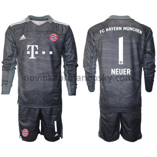 FC Bayern Mnichov Dres Manuel Neuer 1 Brankářské Venkovní Fotbalové Dresy pro Děti 2021-2022 Dlouhý Rukáv