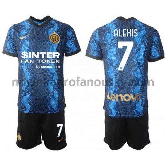 Inter Milán Dres Dres Alexis Sanchez 7 Domácí Fotbalové Dresy pro Děti 2021-2022