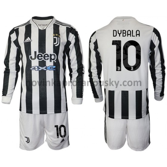 Juventus Dres Dybala 10 Domácí Fotbalové Dresy pro Děti 2021-2022 Dlouhý Rukáv