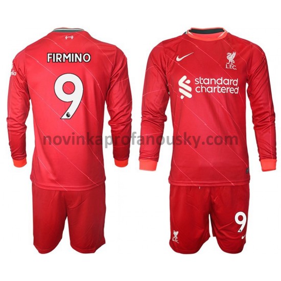 Liverpool Dres FIRMINO 9 Domácí Fotbalové Dresy pro Děti 2021-2022 Dlouhý Rukáv