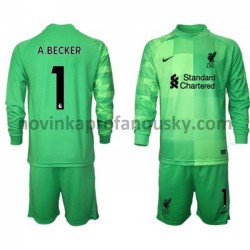 Liverpool Dres Brankářské Alisson Becker 1 Domácí Fotbalové Dresy pro Děti 2021-2022 Dlouhý Rukáv