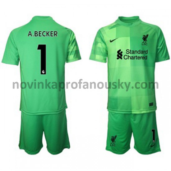 Liverpool Dres Brankářské Alisson Becker 1 Domácí Fotbalové Dresy pro Děti 2021-2022