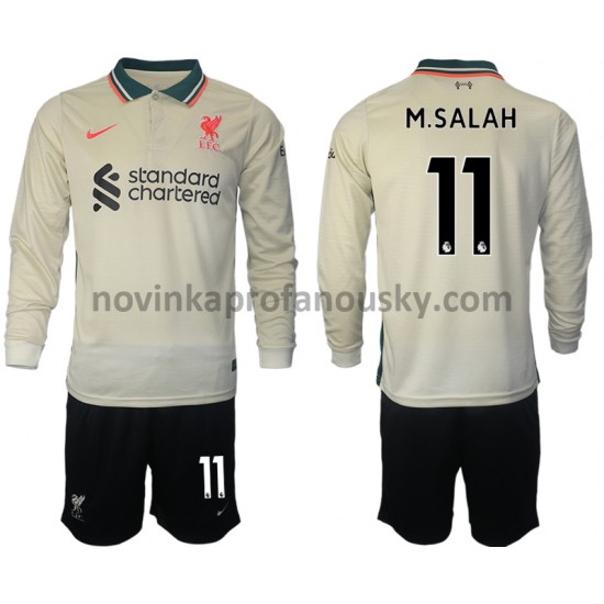 Liverpool Dres M.Salah 11 Venkovní Fotbalové Dresy pro Děti 2021-2022 Dlouhý Rukáv