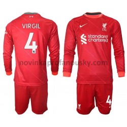 Liverpool Dres VIRGIL 4 Domácí Fotbalové Dresy pro Děti 2021-2022 Dlouhý Rukáv