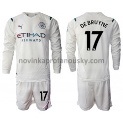 Manchester City Dres Kevin De Bruyne 17 Venkovní Fotbalové Dresy pro Děti 2021-2022 Dlouhý Rukáv