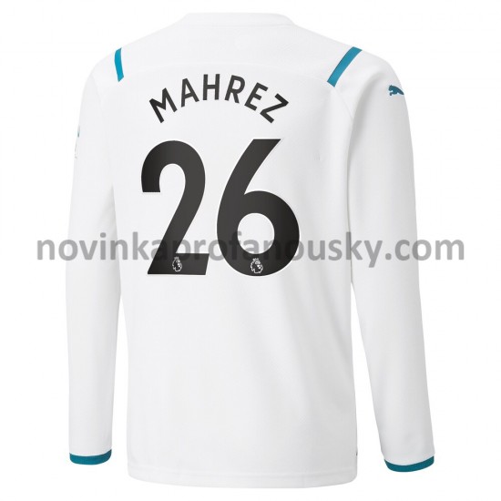 Manchester City Dres Riyad Mahrez 26 Venkovní Fotbalové Dresy pro Muže 2021-2022 Dlouhý Rukáv