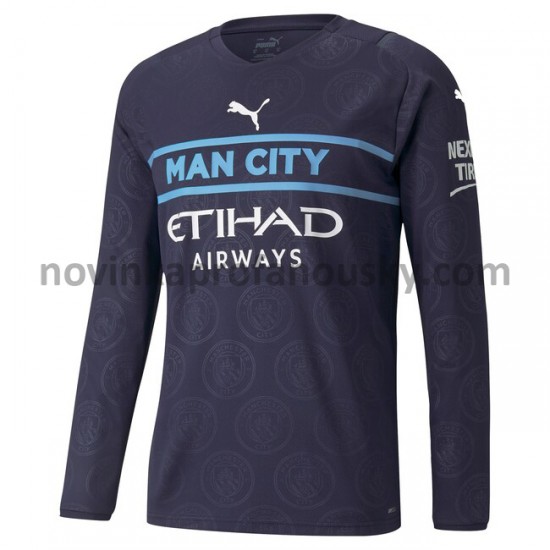 Manchester City Dres Alternativní Fotbalové Dresy pro Muže 2021-2022 Dlouhý Rukáv