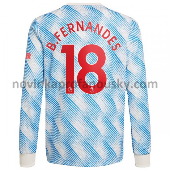Manchester United Dres Bruno Fernandes 18 Venkovní Fotbalové Dresy pro Muže 2021-2022 Dlouhý Rukáv