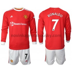 Manchester United Dres Cristiano Ronaldo 7 Domácí Fotbalové Dresy pro Děti 2021-2022 Dlouhý Rukáv