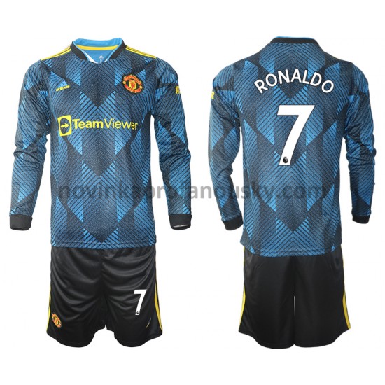 Manchester United Dres Cristiano Ronaldo 7 Alternativní Fotbalové Dresy pro Děti 2021-2022 Dlouhý Rukáv