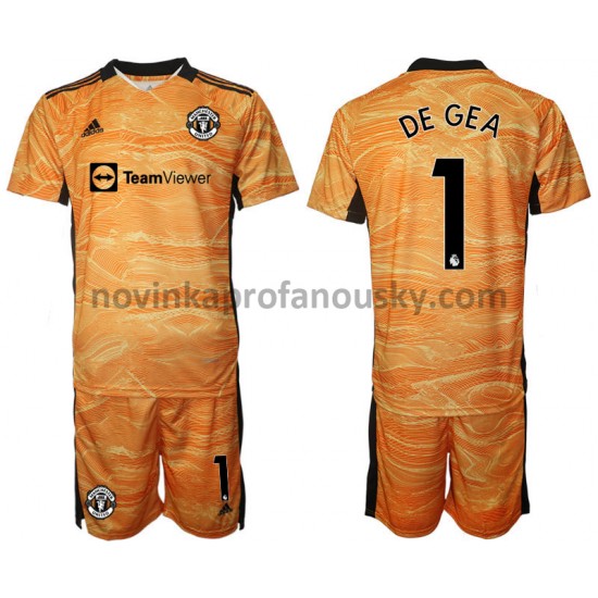 Manchester United Dres David de Gea 1 Brankářské Domácí Fotbalové Dresy pro Děti 2021-2022