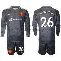 Manchester United Dres Dean Henderson 26 Brankářské Venkovní Fotbalové Dresy pro Děti 2021-2022 Dlouhý Rukáv