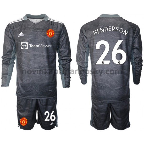Manchester United Dres Dean Henderson 26 Brankářské Venkovní Fotbalové Dresy pro Děti 2021-2022 Dlouhý Rukáv