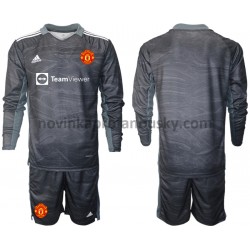 Manchester United Dres Brankářské Venkovní Fotbalové Dresy pro Děti 2021-2022 Dlouhý Rukáv