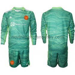Manchester United Dres Brankářské Alternativní Fotbalové Dresy pro Děti 2021-2022 Dlouhý Rukáv