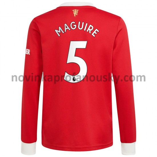 Manchester United Dres Harry Maguire 5 Domácí Fotbalové Dresy pro Muže 2021-2022 Dlouhý Rukáv