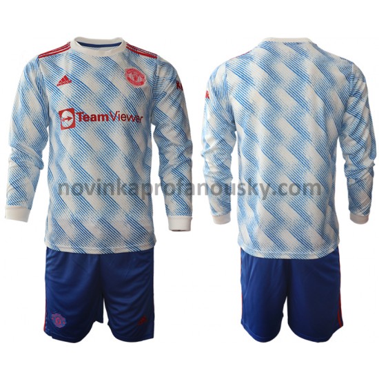 Manchester United Dres Venkovní Fotbalové Dresy pro Děti 2021-2022 Dlouhý Rukáv