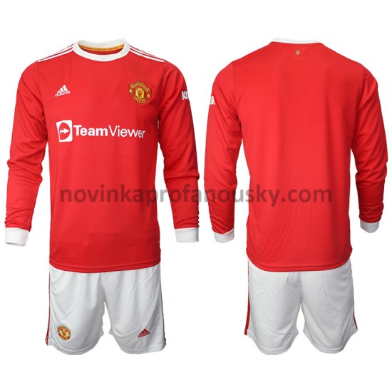 Manchester United Dres Domácí Fotbalové Dresy pro Děti 2021-2022 Dlouhý Rukáv
