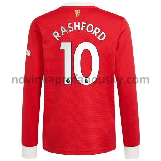 Manchester United Dres Marcus Rashford 10 Domácí Fotbalové Dresy pro Muže 2021-2022 Dlouhý Rukáv