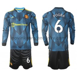 Manchester United Dres Paul Pogba 6 Alternativní Fotbalové Dresy pro Děti 2021-2022 Dlouhý Rukáv