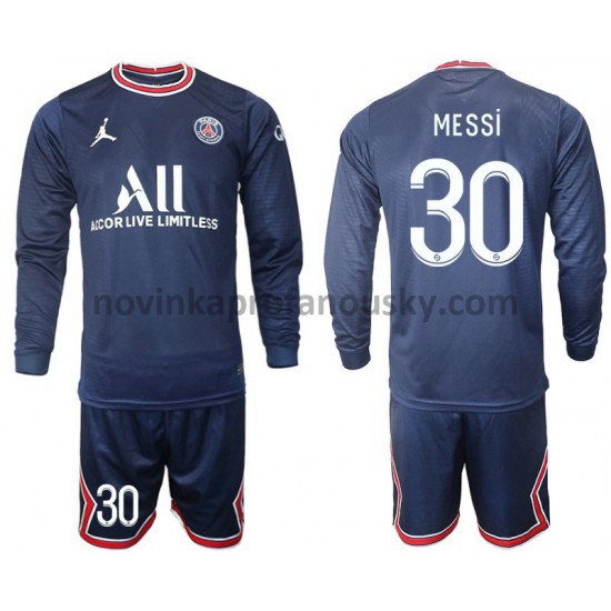 Paris Saint-Germain Dres MESSI 30 Domácí Fotbalové Dresy pro Děti 2021-2022 Dlouhý Rukáv