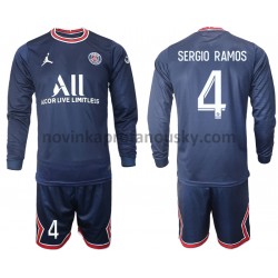 Paris Saint-Germain Dres Sergio Ramos 4 Domácí Fotbalové Dresy pro Děti 2021-2022 Dlouhý Rukáv