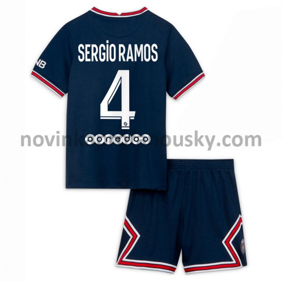 Paris Saint-Germain Dres Sergio Ramos 4 Domácí Fotbalové Dresy pro Děti 2021-2022
