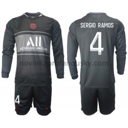 Paris Saint-Germain Dres Sergio Ramos 4 Alternativní Fotbalové Dresy pro Děti 2021-2022 Dlouhý Rukáv