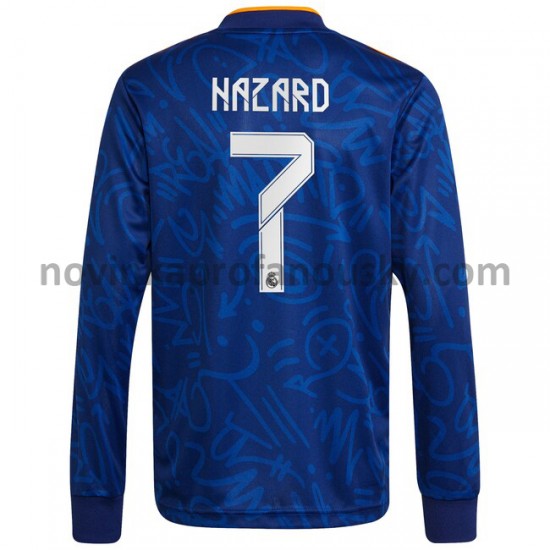 Real Madrid Dres Eden Hazard 7 Venkovní Fotbalové Dresy pro Muže 2021-2022 Dlouhý Rukáv