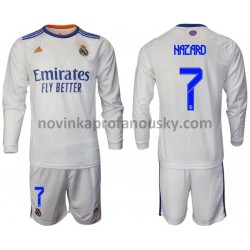 Real Madrid Dres Hazard 7 Domácí Fotbalové Dresy pro Děti 2021-2022 Dlouhý Rukáv