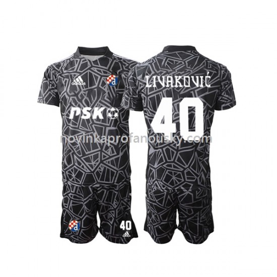 Dres Dinamo Zagreb Livakovic 40 Brankářské Domácí Fotbalové Dresy pro Děti 2022-2023 Krátký rukáv