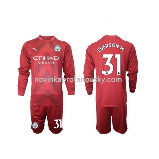 Manchester City Dres Ederson M 31 Brankářské Domácí Fotbalové Dresy pro Děti 2022-2023 Dlouhý rukáv