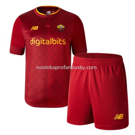 AS Roma Dres Domácí Fotbalové Dresy pro Děti 2022-2023 Krátký Rukáv