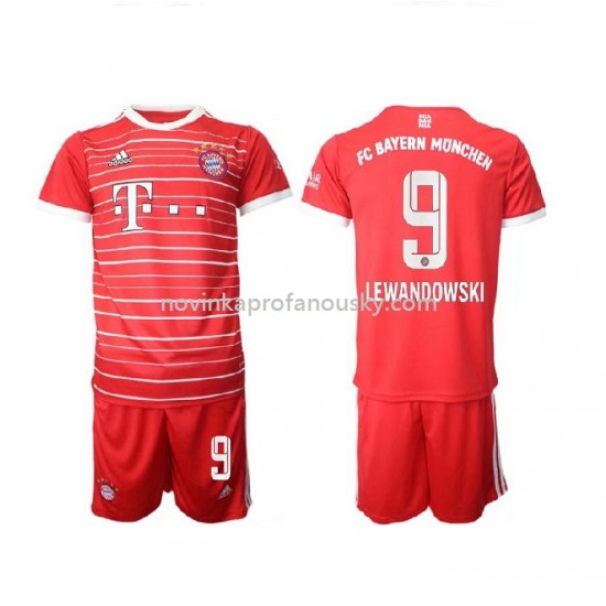 Bayern Mnichov Dres Lewandowski 9 Domácí Fotbalové Dresy pro Děti 2022-2023 Krátký Rukáv