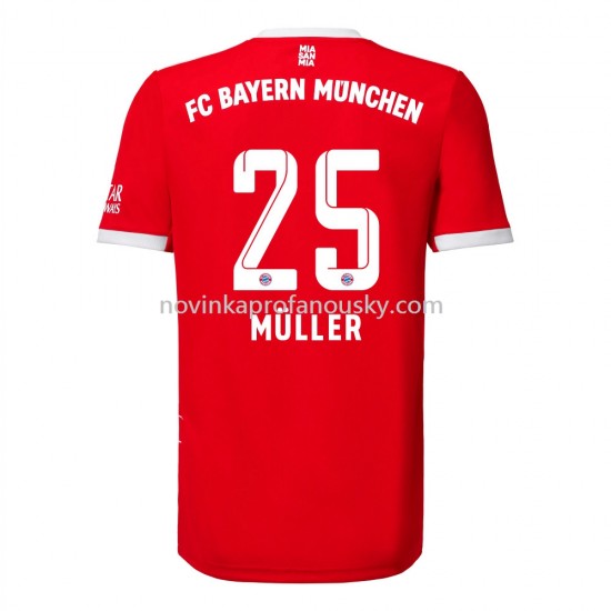 Bayern Mnichov Dres Muller 25 Domácí Fotbalové Dresy pro Muže 2022-2023 Krátký Rukáv
