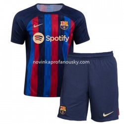 FC Barcelona Dres Domácí Fotbalové Dresy pro Děti 2022-2023 Krátký Rukáv