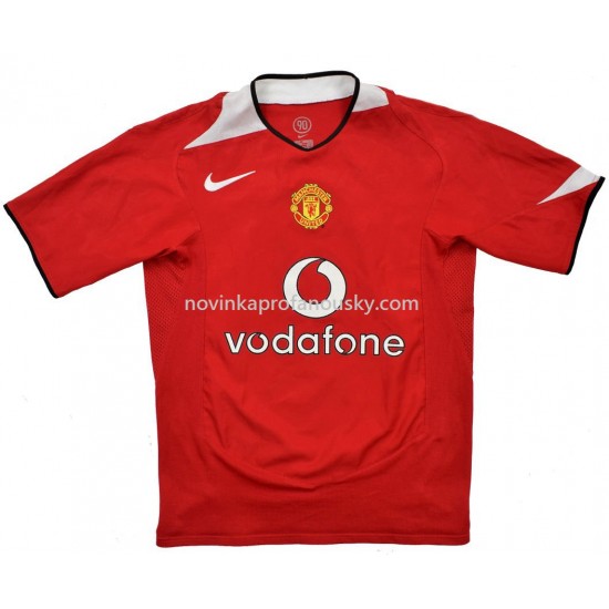 Manchester United Dres Domácí Fotbalové Dresy pro Muže 2004-2006 Krátký Rukáv