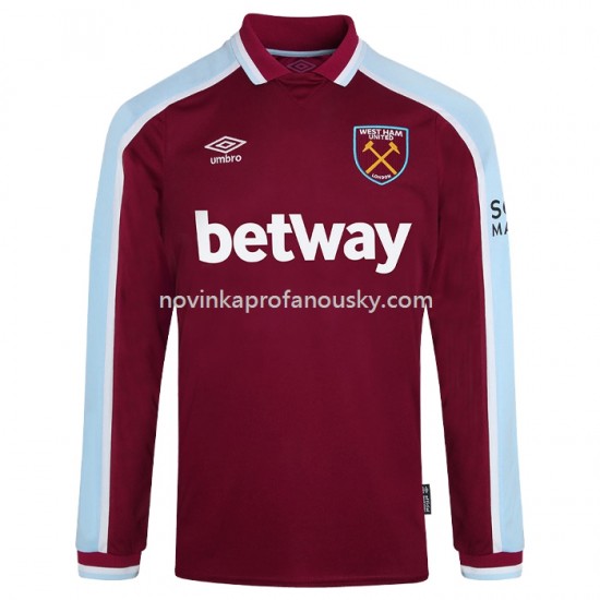 West Ham United Dres Domácí Fotbalové Dresy pro Muže 2021-2022 Dlouhý rukáv