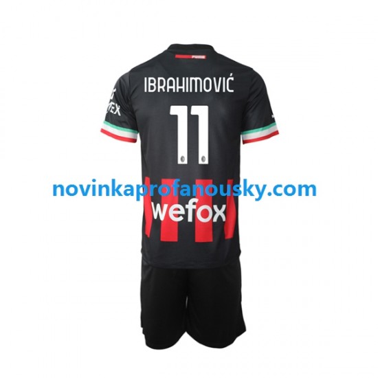 AC Milán Dres Ibrahimović Zlatan 11 Domácí Fotbalové Dresy pro Děti 2022-2023 Krátký rukáv