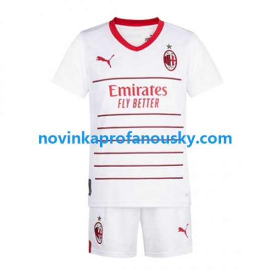 AC Milán Dres Venkovní Fotbalové Dresy pro Děti 2022-2023 Krátký rukáv