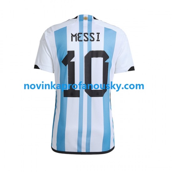 Argentina Dres Lionel Messi 10 Domácí Fotbalové Dresy pro Muže MS ve fotbale 2022 Krátký rukáv