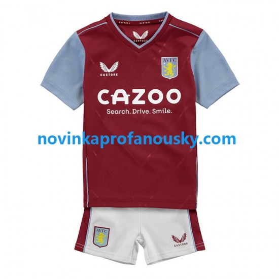 Aston Villa Dres Domácí Fotbalové Dresy pro Děti 2022-2023 Krátký rukáv